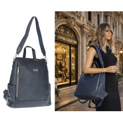 Torebka damska plecak 2w1 shopper duża pojemna na ramię CC028 Granatowa