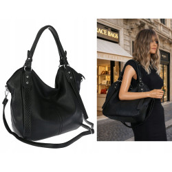 Torebka damska shopper worek listonoszka pojemna na ramię LH6004 Czarna