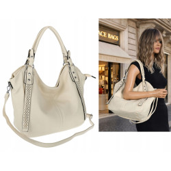 Torebka damska shopper worek listonoszka pojemna na ramię LH6004 Beżowa