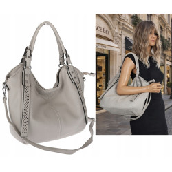 Torebka damska shopper worek listonoszka pojemna na ramię LH6004 Szara