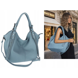 Torebka damska shopper worek listonoszka pojemna na ramię LH6004 Niebieska