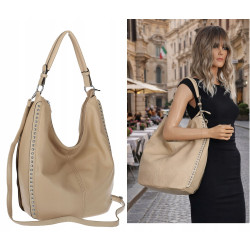 Torebka damska shopper worek listonoszka pojemna na ramię LH2581 Beżowa