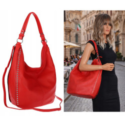 Torebka damska shopper worek listonoszka pojemna na ramię LH2581 Czerwona
