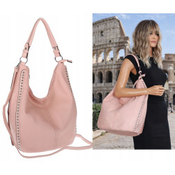 Torebka damska shopper worek listonoszka pojemna na ramię LH2581 Różowa