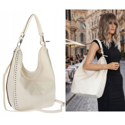 Torebka damska shopper worek listonoszka pojemna na ramię LH2581 Beżowa