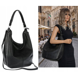Torebka damska shopper worek listonoszka pojemna na ramię LH2581 Czarna