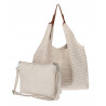 Torebka Damska shopper worek 2w1 listonoszka pojemna Ażurowa D1901 Beżowa