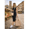 Torebka Damska shopper worek 2w1 listonoszka pojemna Ażurowa D1901 Beżowa