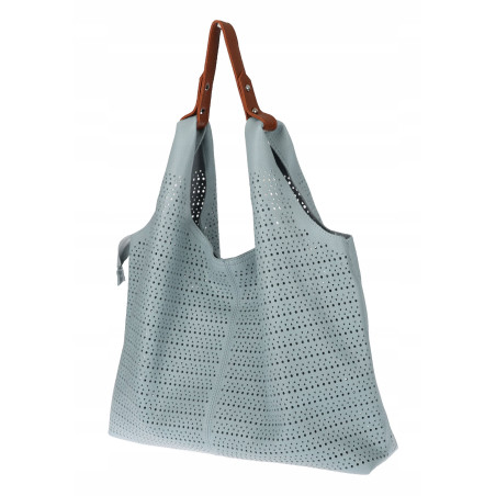 Torebka Damska shopper worek 2w1 listonoszka torba Ażurowa D1901 Niebieska