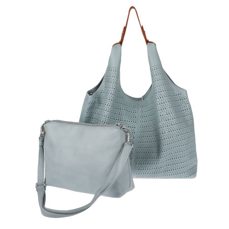 Torebka Damska shopper worek 2w1 listonoszka torba Ażurowa D1901 Niebieska