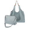 Torebka Damska shopper worek 2w1 listonoszka torba Ażurowa D1901 Niebieska