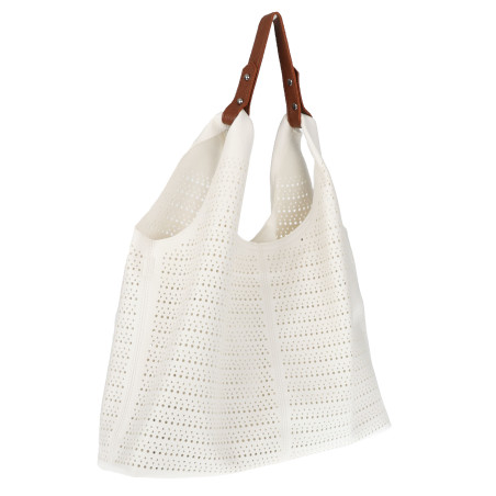 Torebka Damska shopper worek 2w1 listonoszka pojemna Ażurowa D1901 Biała