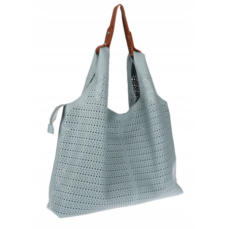 Torebka Damska shopper worek 2w1 listonoszka torba Ażurowa D1901 Niebieska