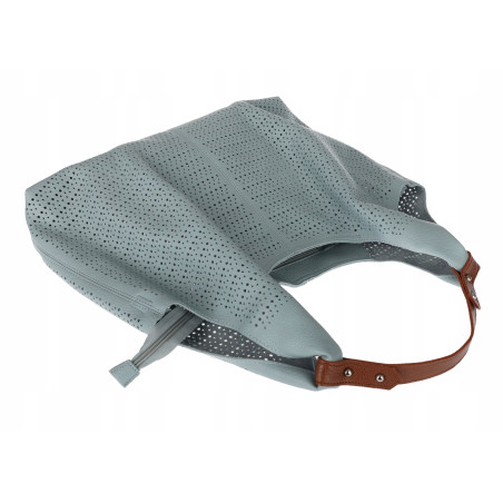 Torebka Damska shopper worek 2w1 listonoszka torba Ażurowa D1901 Niebieska