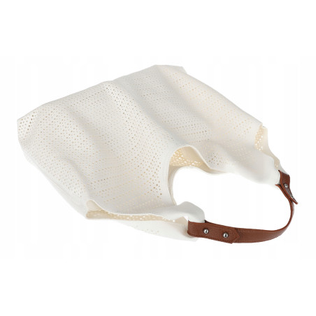 Torebka Damska shopper worek 2w1 listonoszka pojemna Ażurowa D1901 Biała