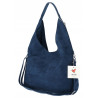 Torebka damska zamszowa worek pojemna na ramię z ćwiekami S8117 Niebieska