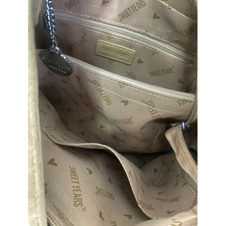 Torebka damska zamszowa worek pojemna A4 na ramię z ćwiekami S8117 Zielona