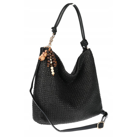 Torebka Damska Worek Shopper Torba na Ramię duża A4 pajemna N3573 Czarna