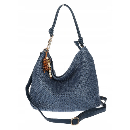 Torebka Damska Worek Shopper Torba na Ramię duża A4 pajemna N3573 Niebieska