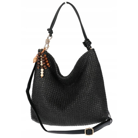 Torebka Damska Worek Shopper Torba na Ramię duża A4 pajemna N3573 Czarna