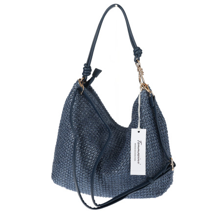 Torebka Damska Worek Shopper Torba na Ramię duża A4 pajemna N3573 Niebieska