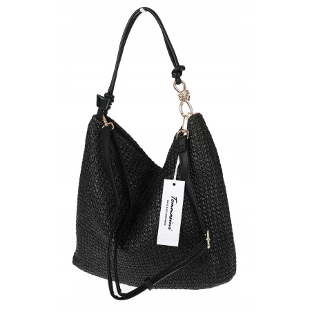 Torebka Damska Worek Shopper Torba na Ramię duża A4 pajemna N3573 Czarna