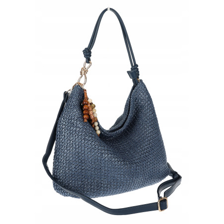 Torebka Damska Worek Shopper Torba na Ramię duża A4 pajemna N3573 Niebieska