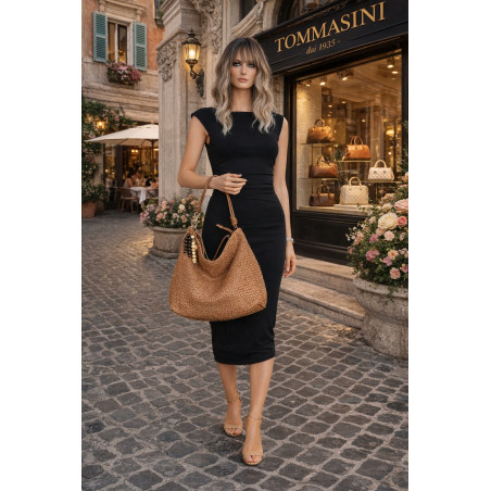 Torebka Damska Worek Shopper Torba na Ramię duża A4 pajemna N3573 Brązowa