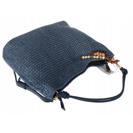 Torebka Damska Worek Shopper Torba na Ramię duża A4 pajemna N3573 Niebieska