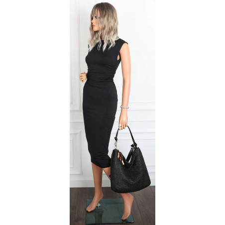 Torebka Damska Worek Shopper Torba na Ramię duża A4 pajemna N3573 Czarna