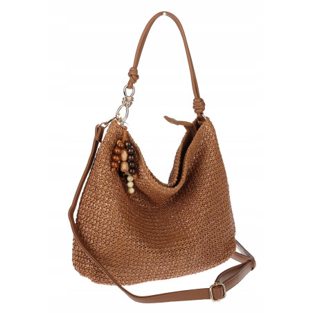 Torebka Damska Worek Shopper Torba na Ramię duża A4 pajemna N3573 Brązowa