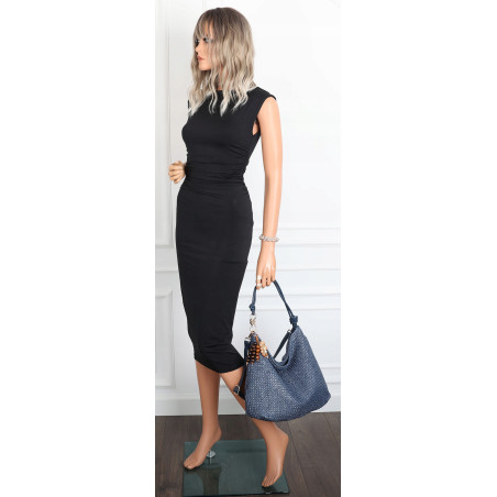 Torebka Damska Worek Shopper Torba na Ramię duża A4 pajemna N3573 Niebieska