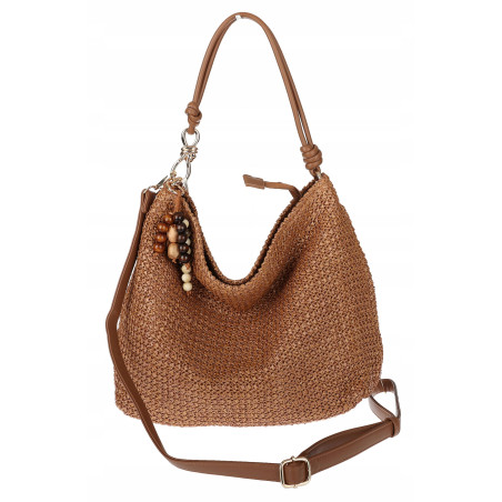 Torebka Damska Worek Shopper Torba na Ramię duża A4 pajemna N3573 Brązowa