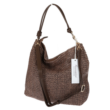 Torebka Damska Worek Shopper Torba na Ramię duża pajemna N3573 Czekoladowa