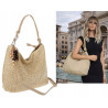 Torebka Damska Worek Shopper Torba na Ramię duża A4 pajemna N3573 Beżowa