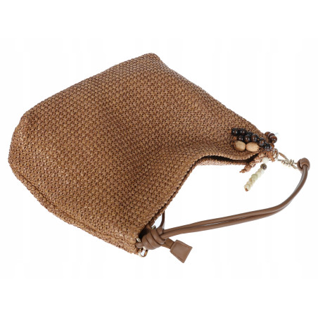 Torebka Damska Worek Shopper Torba na Ramię duża A4 pajemna N3573 Brązowa