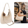 Torebka Damska Worek Shopper Torba na Ramię duża A4 pajemna N3573 Beżowa