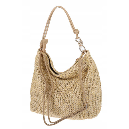 Torebka Damska Worek Shopper Torba na Ramię duża A4 pajemna N3573 Beżowa