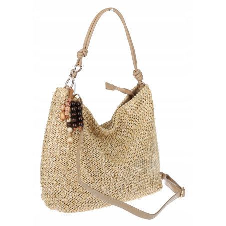 Torebka Damska Worek Shopper Torba na Ramię duża A4 pajemna N3573 Beżowa