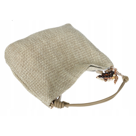 Torebka Damska Worek Shopper Torba na Ramię duża A4 pajemna N3573 Beżowa