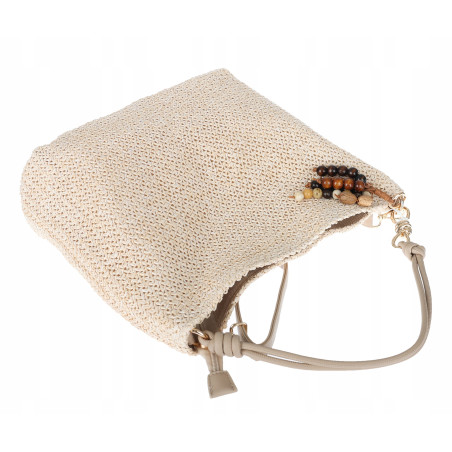 Torebka Damska Worek Shopper Torba na Ramię duża A4 pajemna N3573 Beżowa