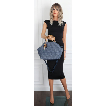 Torebka Damska Worek Shopper Torba pajemna listonoszka N2912 Niebieska