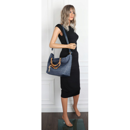 Torebka Damska Worek Shopper Torba pajemna listonoszka N2912 Niebieska