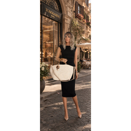 Torebka Damska Worek Shopper Torba duża pajemna listonoszka N2912 Beżowa