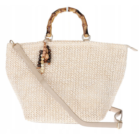 Torebka Damska Worek Shopper Torba duża pajemna listonoszka N2912 Beżowa