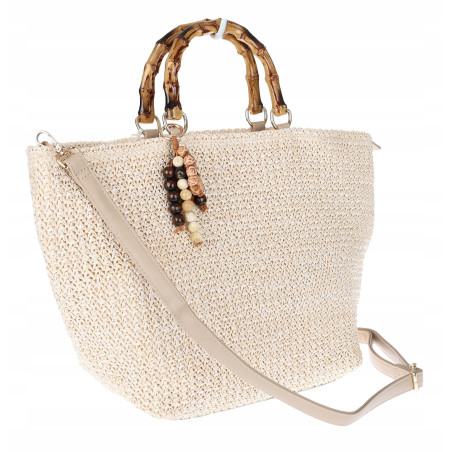 Torebka Damska Worek Shopper Torba duża pajemna listonoszka N2912 Beżowa