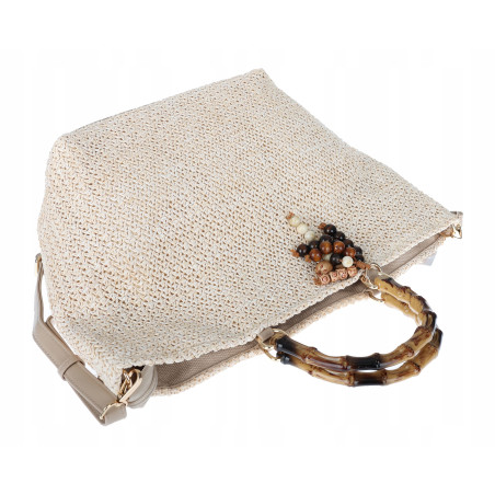 Torebka Damska Worek Shopper Torba duża pajemna listonoszka N2912 Beżowa