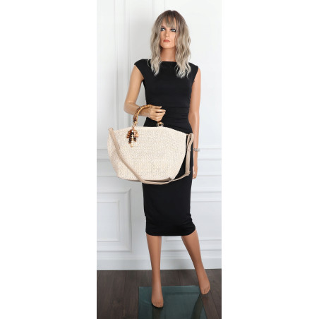 Torebka Damska Worek Shopper Torba duża pajemna listonoszka N2912 Beżowa