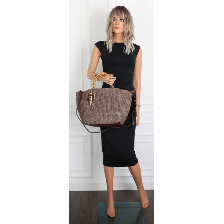 Torebka Damska Worek Shopper Torba pajemna listonoszka N2912 Czekoladowa