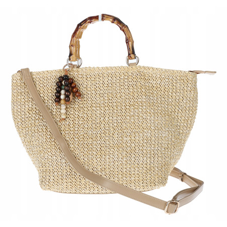 Torebka Damska Worek Shopper Torba duża pajemna listonoszka N2912 Beżowa